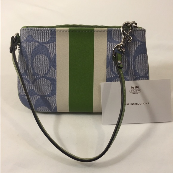 Like New Coach Wristlet Blue Green Bone colors - Picture 8 of 10